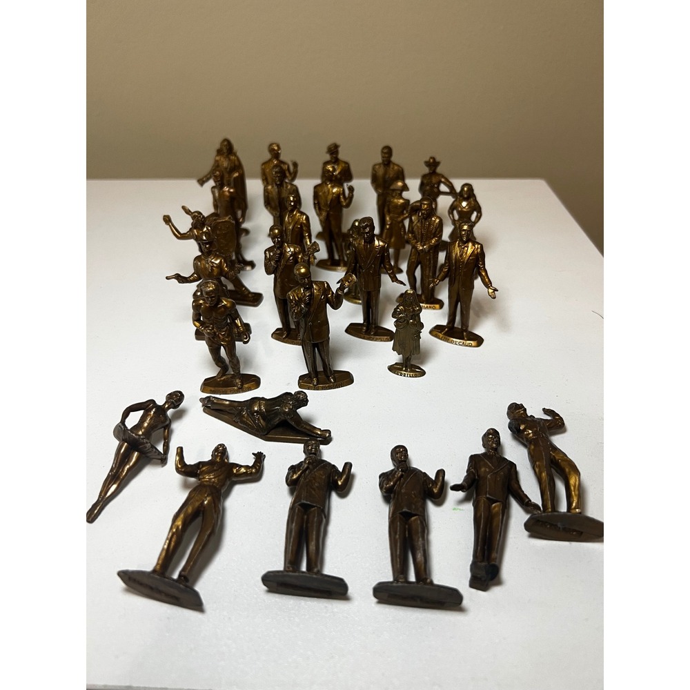 Vintage Mokalux Les Grandes Vedettes Lot 28 Gold French Celebrity Figures 1950s